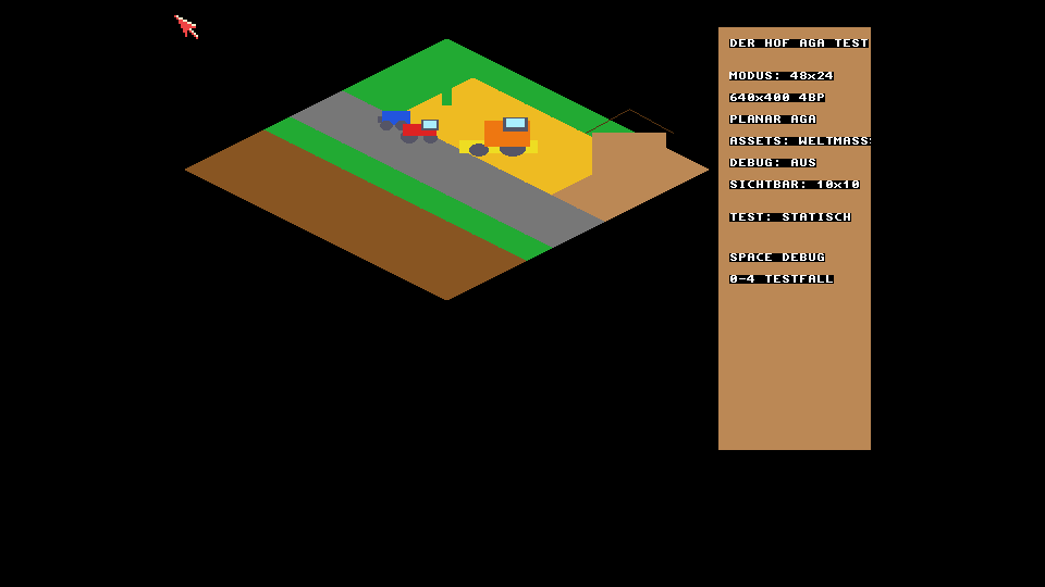 Native AmigaOS-Referenzszene mit 48 mal 24 Pixel großen isometrischen Kacheln